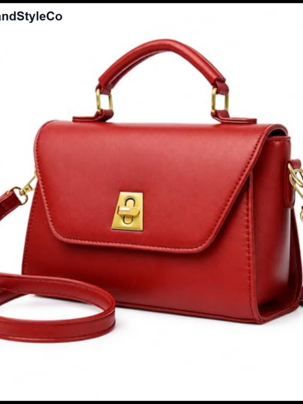 Women's PU Leather Crossbody Bag with Top Handle and Turn Lock